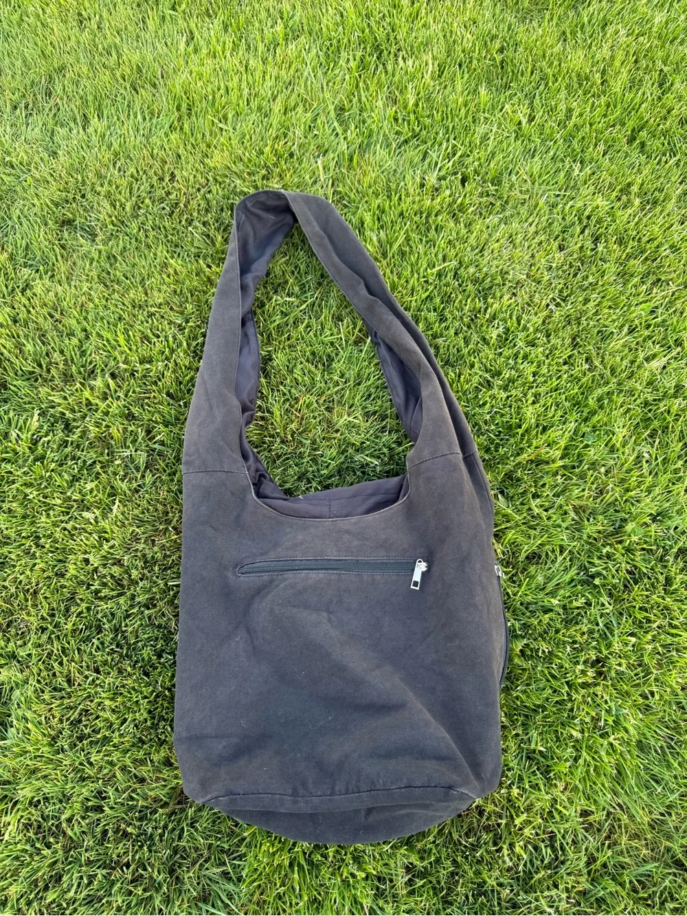 Boho Chakra Crystal Canvas Hobo Bag Black Slouchy Crossbody Tote Hippie Festival